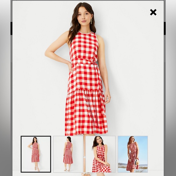 Ann Taylor Dresses & Skirts - Ann Taylor Gingham Halter Flare Dress EUC